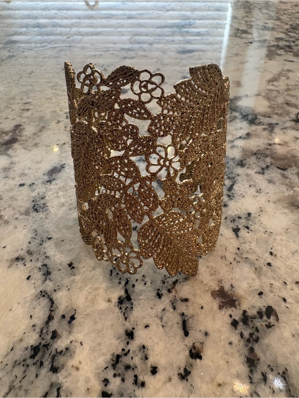 Vintage floral gold tone cuff